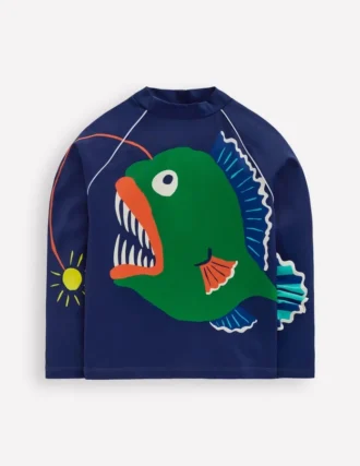 Sun Safe Fun Rash Vest College Navy Fish