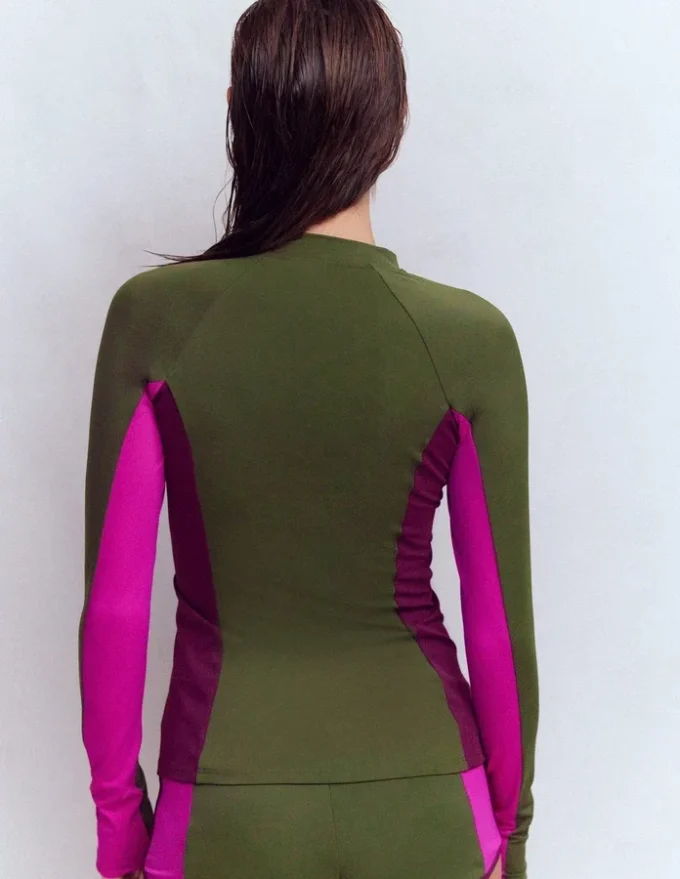 Sun Safe Raglan Guard Top Khaki Colourblock Sun Safe Raglan Guard Top Khaki Colourblock