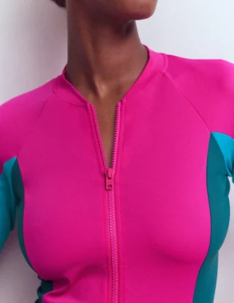 Sun Safe Raglan Guard Top Pink Colourblock