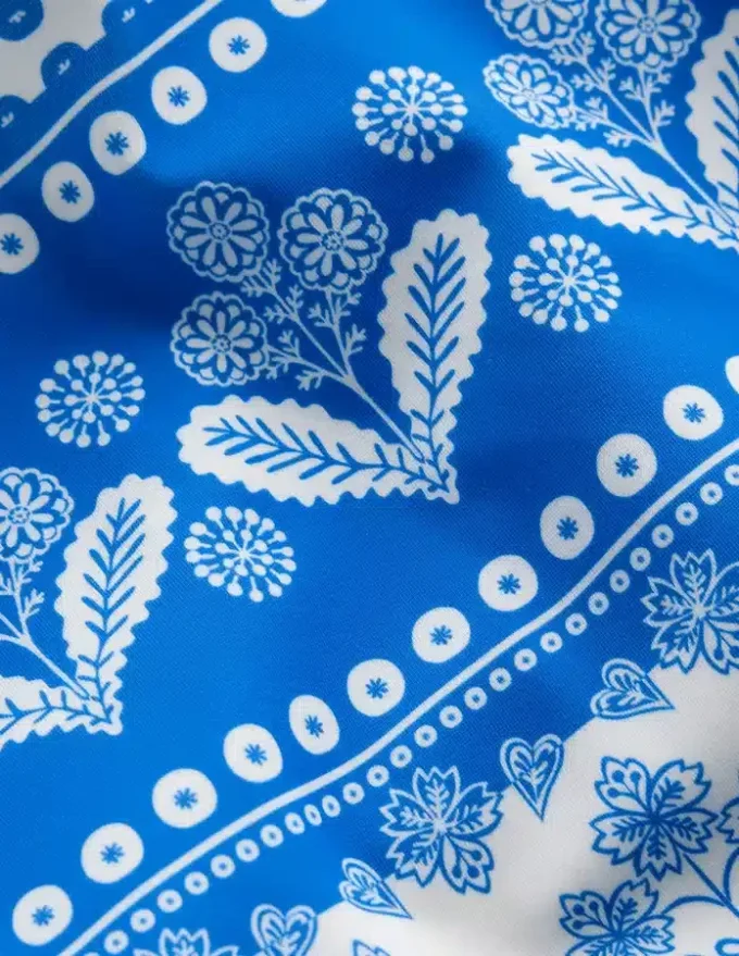 Sunsafe Patterned Rash Vest Azure Blue Woodblock Sunsafe Patterned Rash Vest Azure Blue Woodblock
