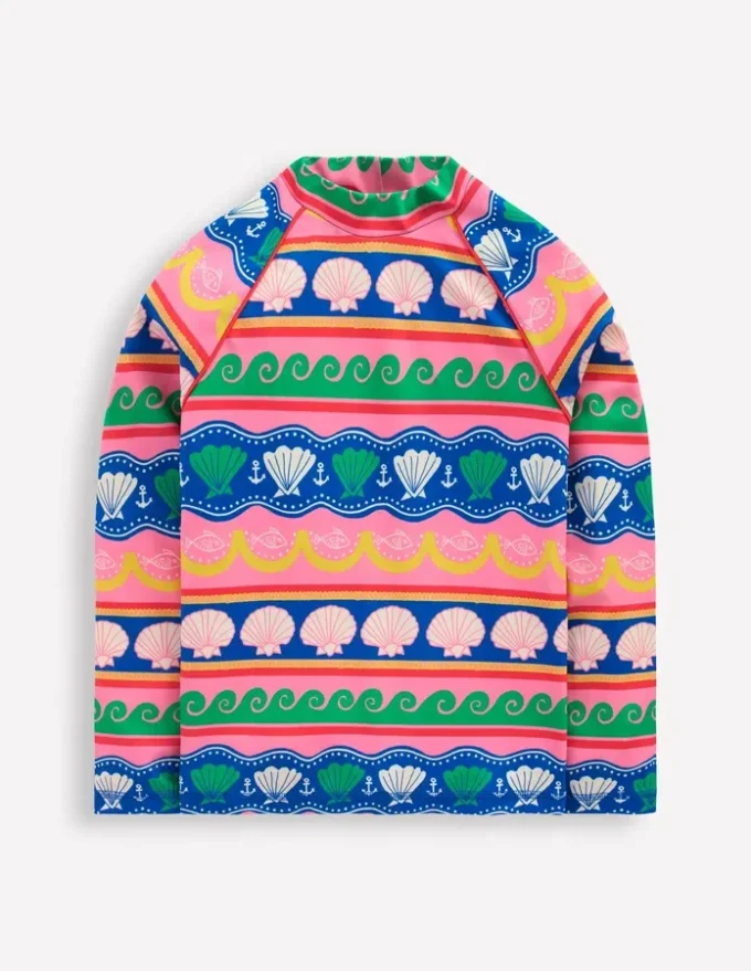 Sunsafe Patterned Rash Vest Multi Sea Shell Stripe Sunsafe Patterned Rash Vest Multi Sea Shell Stripe