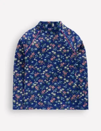Sunsafe Patterned Rash Vest Sapphire Blue Meadow Floral