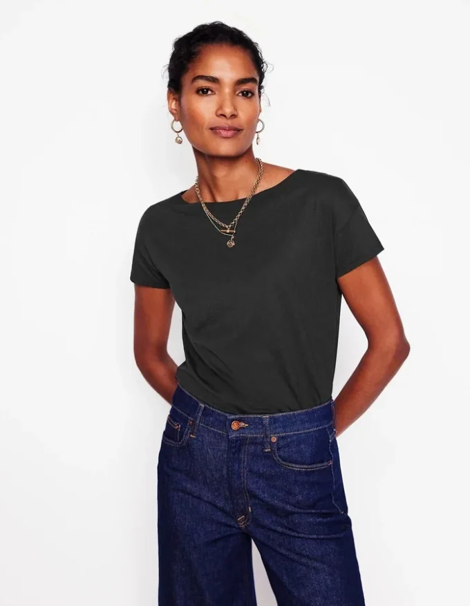 Supersoft Boat Neck T-Shirt Black