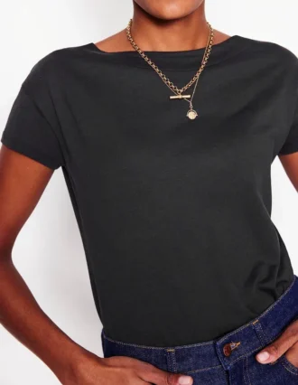 Supersoft Boat Neck T-Shirt Black Supersoft Boat Neck T-Shirt Black