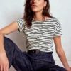 Supersoft Boat Neck T-Shirt Ivory, Navy Stripe
