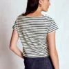 Supersoft Boat Neck T-Shirt Ivory, Navy Stripe