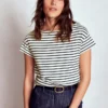 Supersoft Boat Neck T-Shirt Ivory, Navy Stripe