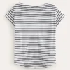 Supersoft Boat Neck T-Shirt Ivory, Navy Stripe