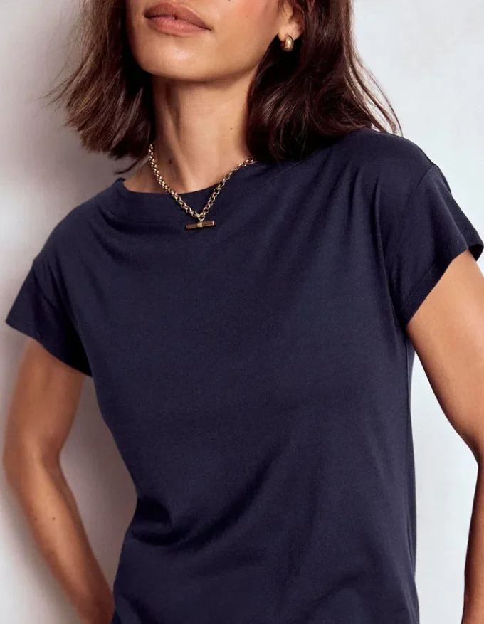 Supersoft Boat Neck T-Shirt Navy