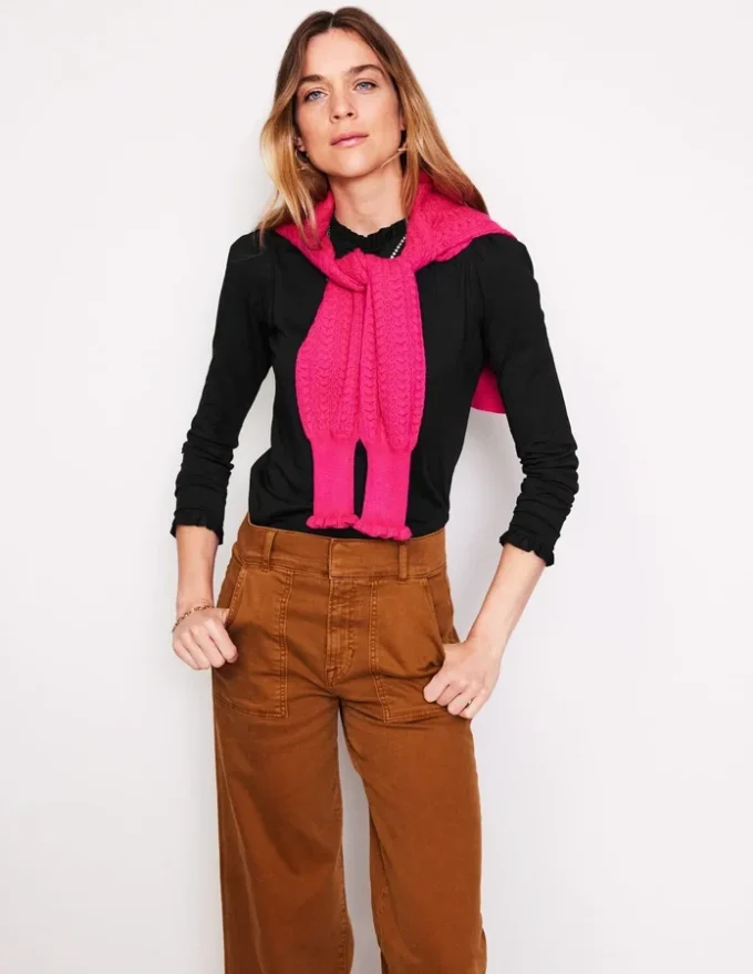 Supersoft Frill Detail Top Black Supersoft Frill Detail Top Black