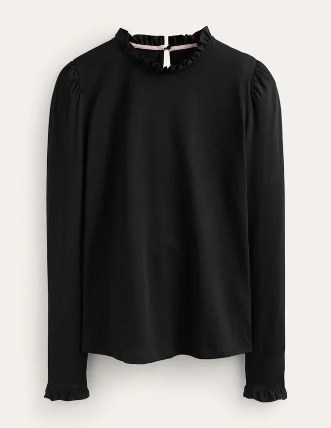 Supersoft Frill Detail Top Black Supersoft Frill Detail Top Black