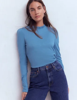 Supersoft Frill Detail Top Captains Blue