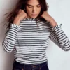 Supersoft Frill Detail Top Ivory / Navy Stripe Supersoft Frill Detail Top Ivory / Navy Stripe