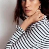 Supersoft Frill Detail Top Ivory / Navy Stripe Supersoft Frill Detail Top Ivory / Navy Stripe