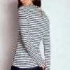 Supersoft Frill Detail Top Ivory / Navy Stripe Supersoft Frill Detail Top Ivory / Navy Stripe