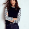 Supersoft Frill Detail Top Ivory / Navy Stripe Supersoft Frill Detail Top Ivory / Navy Stripe