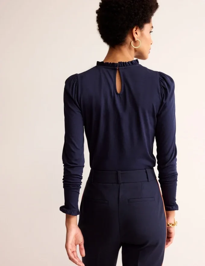 Supersoft Frill Detail Top Navy Supersoft Frill Detail Top Navy