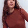 Supersoft Frill Detail Top Roasted Brown Supersoft Frill Detail Top Roasted Brown