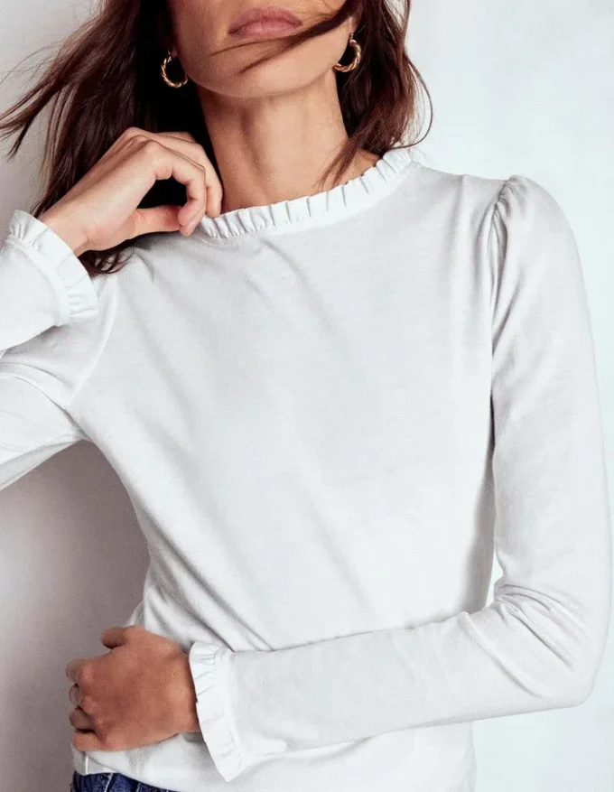 Supersoft Frill Detail Top White Supersoft Frill Detail Top White