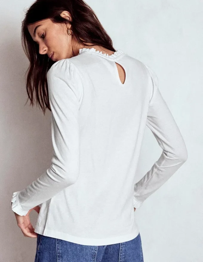 Supersoft Frill Detail Top White Supersoft Frill Detail Top White
