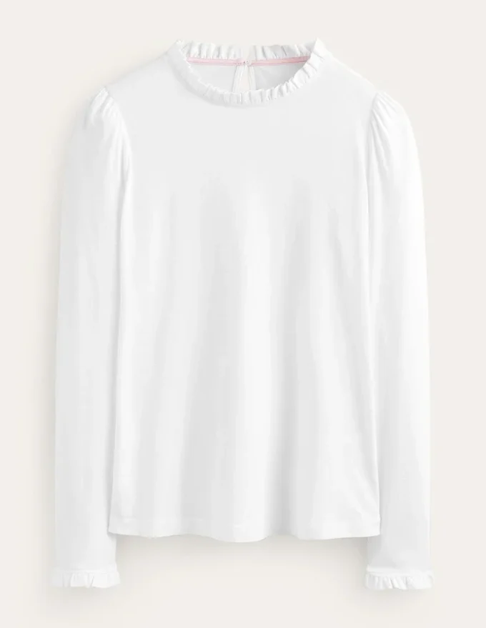 Supersoft Frill Detail Top White Supersoft Frill Detail Top White