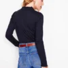 Supersoft Frill Henley Top Navy Supersoft Frill Henley Top Navy
