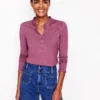 Supersoft Frill Henley Top Purple Damson Supersoft Frill Henley Top Purple Damson