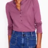 Supersoft Frill Henley Top Purple Damson Supersoft Frill Henley Top Purple Damson