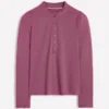Supersoft Frill Henley Top Purple Damson Supersoft Frill Henley Top Purple Damson