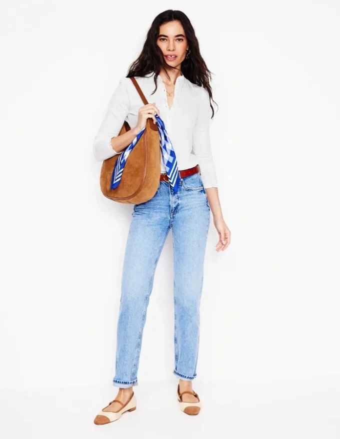 Supersoft Frill Henley Top White Supersoft Frill Henley Top White