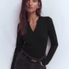 Supersoft Open Neck Henley Black Supersoft Open Neck Henley Black