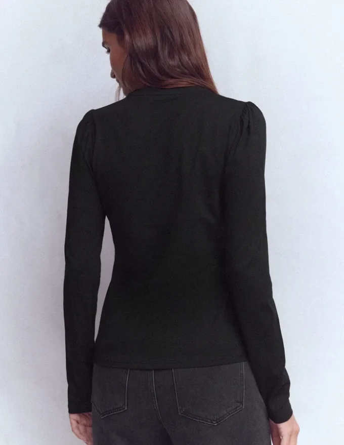 Supersoft Open Neck Henley Black Supersoft Open Neck Henley Black