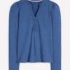 Supersoft Open Neck Henley Denim Blue