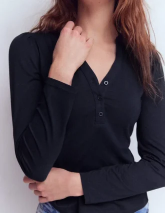 Supersoft Open Neck Henley Navy Supersoft Open Neck Henley Navy