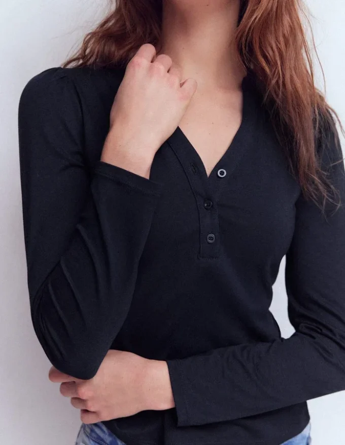 Supersoft Open Neck Henley Navy Supersoft Open Neck Henley Navy