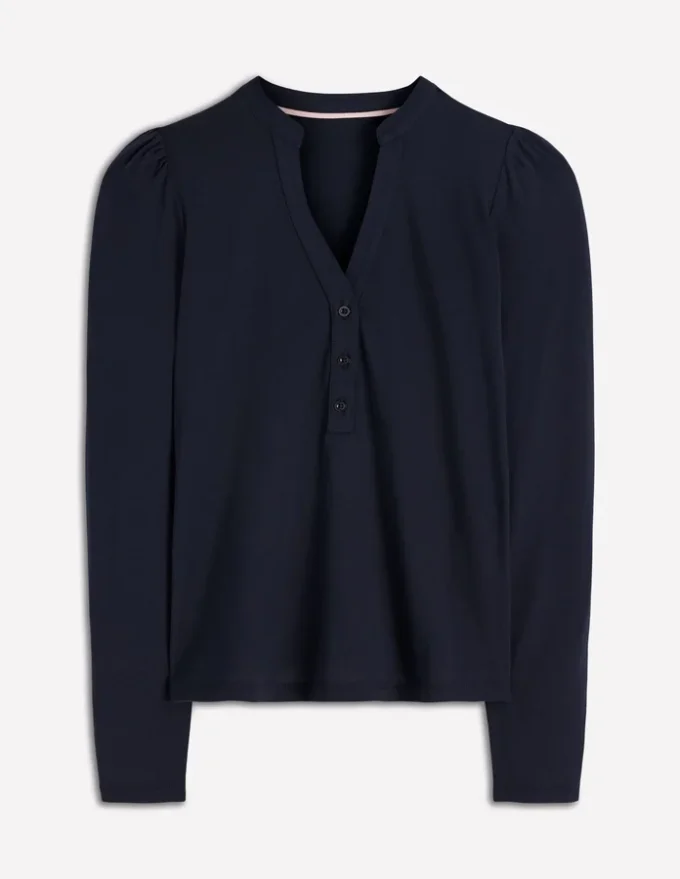 Supersoft Open Neck Henley Navy Supersoft Open Neck Henley Navy