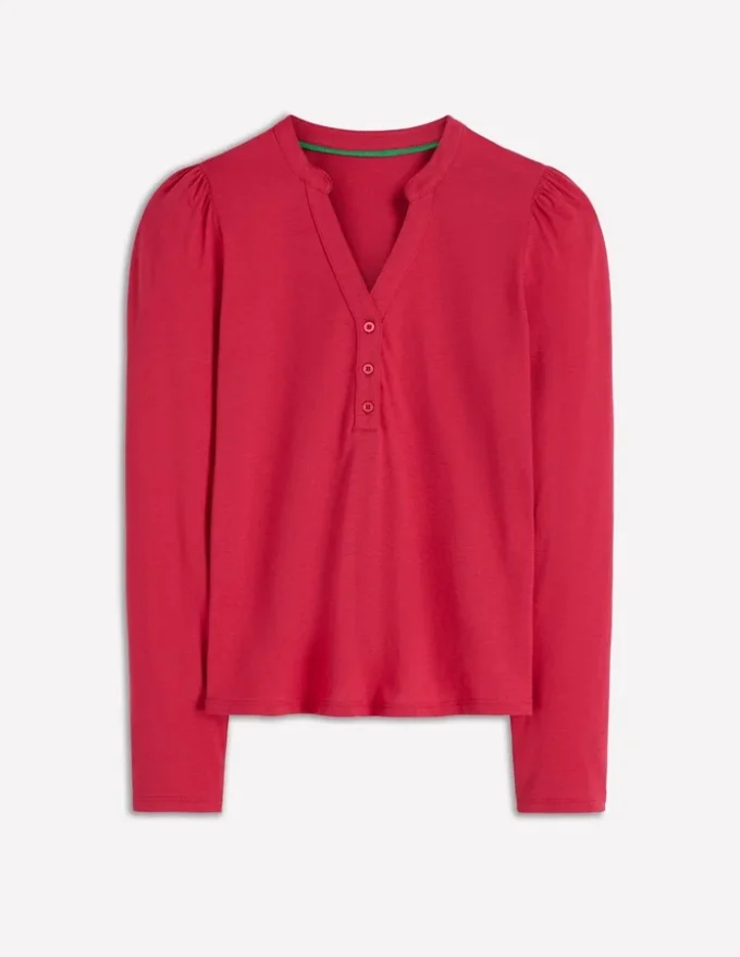 Supersoft Open Neck Henley Pomegranate Supersoft Open Neck Henley Pomegranate