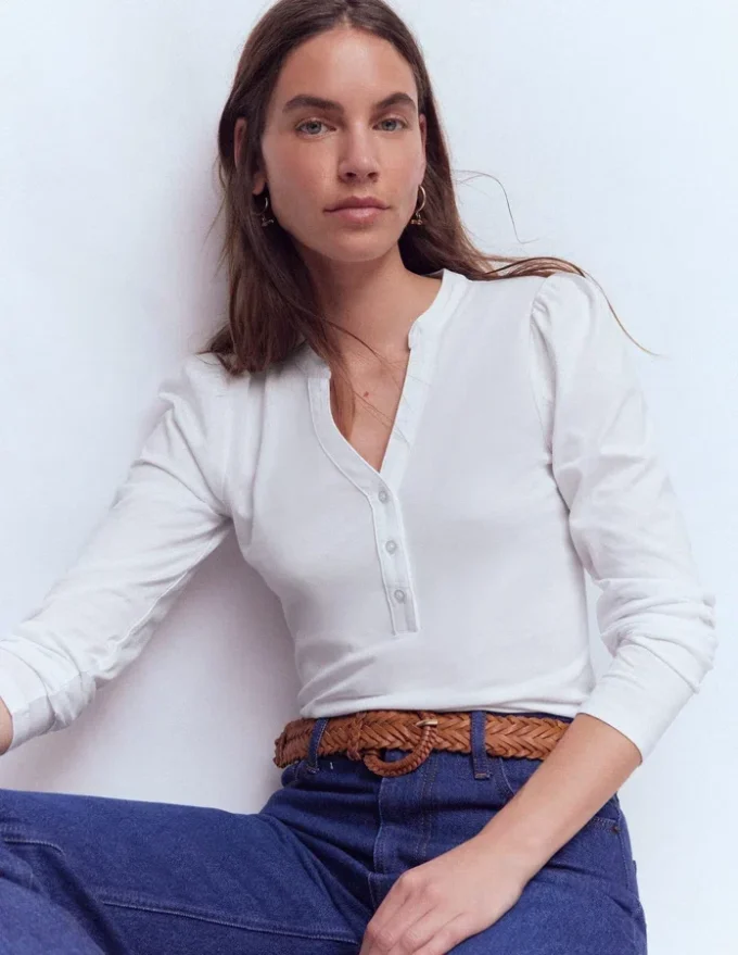 Supersoft Open Neck Henley White Supersoft Open Neck Henley White