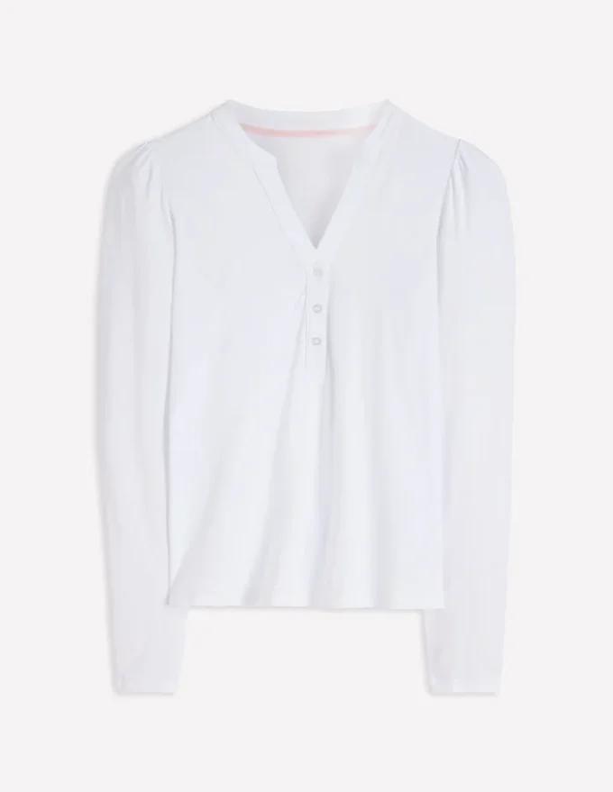 Supersoft Open Neck Henley White Supersoft Open Neck Henley White