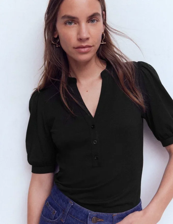 Supersoft Short Sleeve Henley Black Supersoft Short Sleeve Henley Black