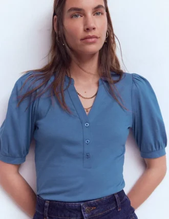 Supersoft Short Sleeve Henley Denim Blue