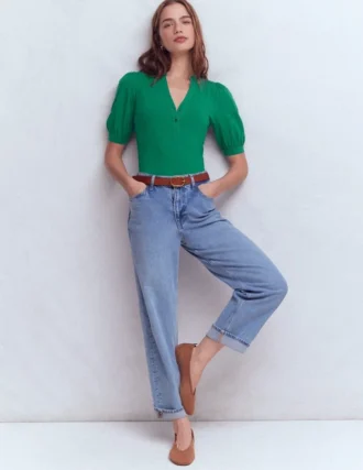 Supersoft Short Sleeve Henley Jewel Green