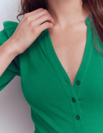 Supersoft Short Sleeve Henley Jewel Green