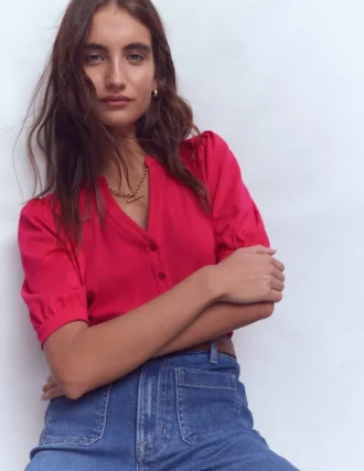 Supersoft Short Sleeve Henley Pomegranate