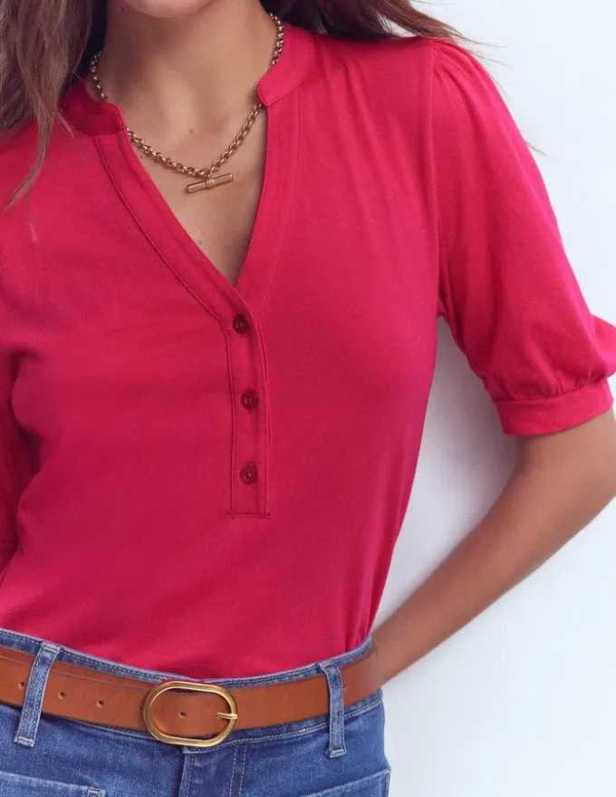 Supersoft Short Sleeve Henley Pomegranate Supersoft Short Sleeve Henley Pomegranate
