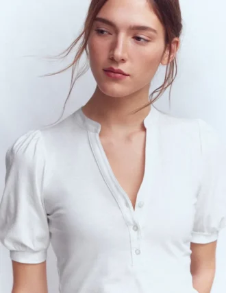 Supersoft Short Sleeve Henley White