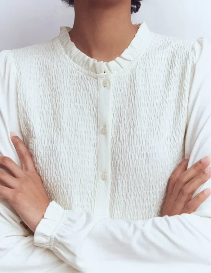 Supersoft Smocked button top Ivory Supersoft Smocked button top Ivory