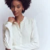 Supersoft Smocked button top Ivory Supersoft Smocked button top Ivory