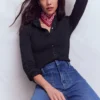 Supersoft Smocked button top Navy Supersoft Smocked button top Navy