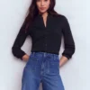 Supersoft Smocked button top Navy Supersoft Smocked button top Navy
